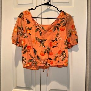 LOFT Orange Floral Crop Top